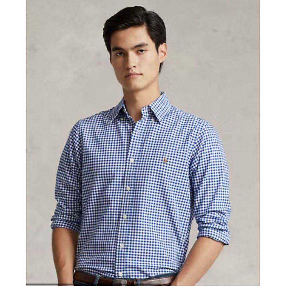 Ralph Lauren Shirt Men’s Blue Gingham Button Down Long Sleeve XL New